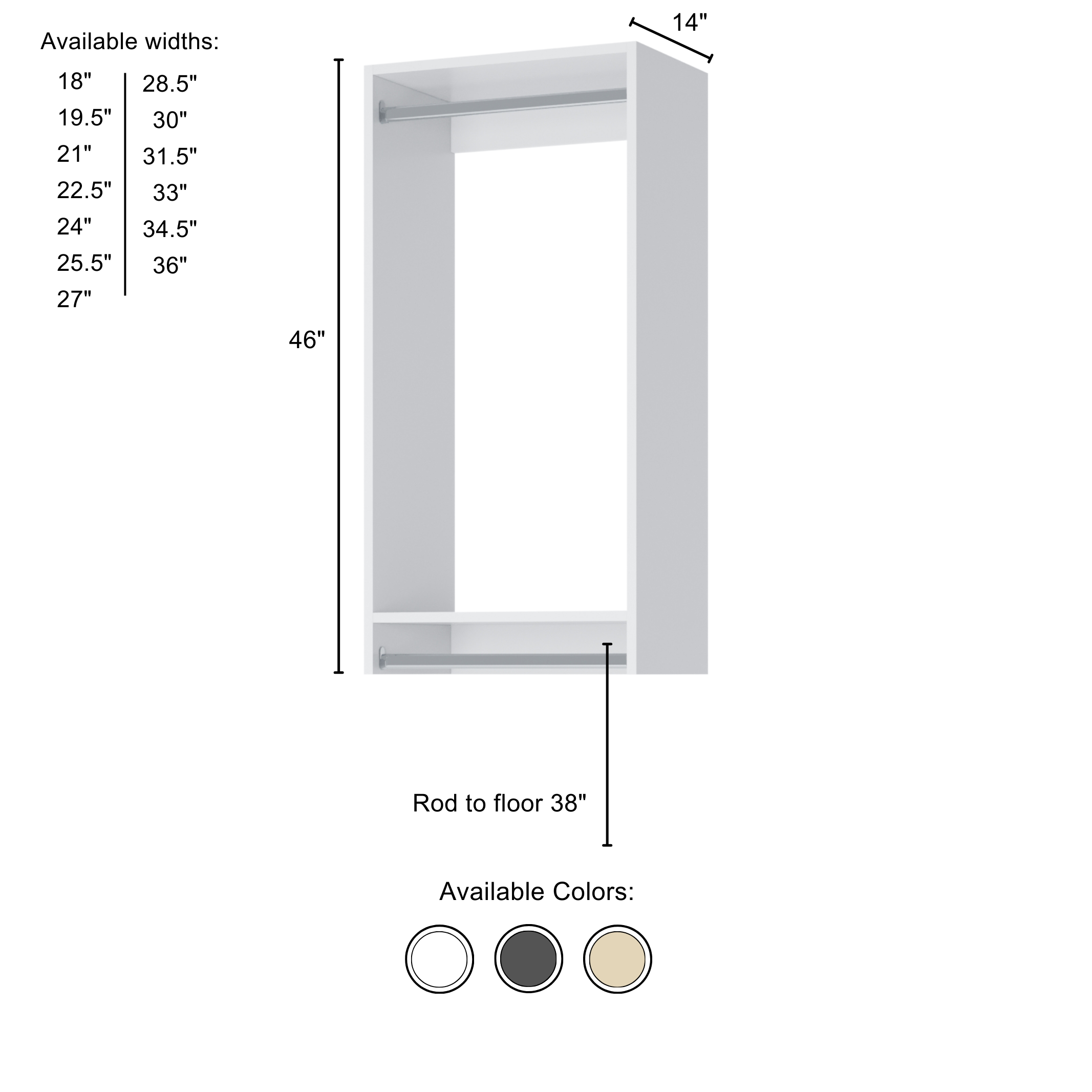 Vista Hanging Tower - Grey, 19.5 Wide