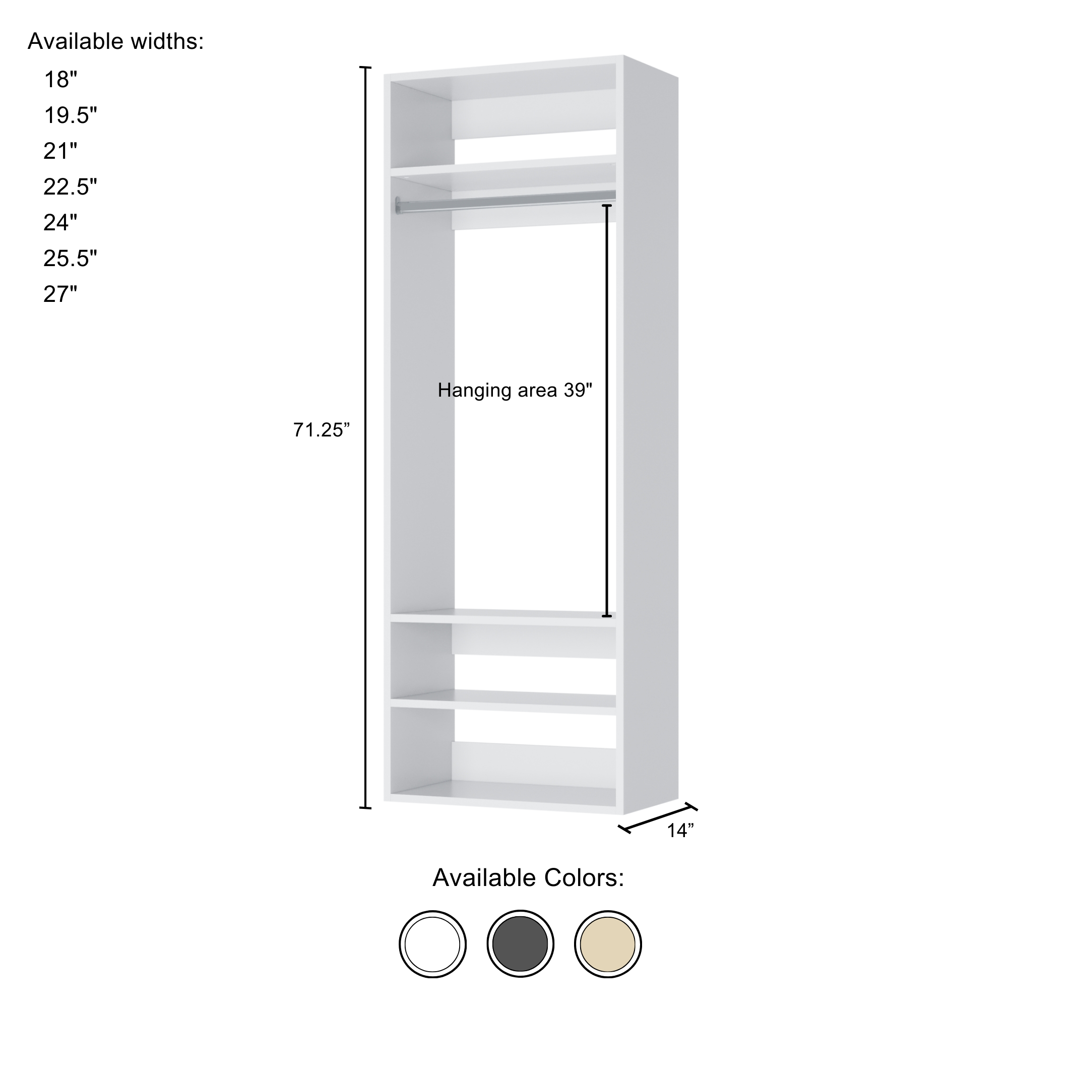 Vista Hanging Tower - Grey, 19.5 Wide