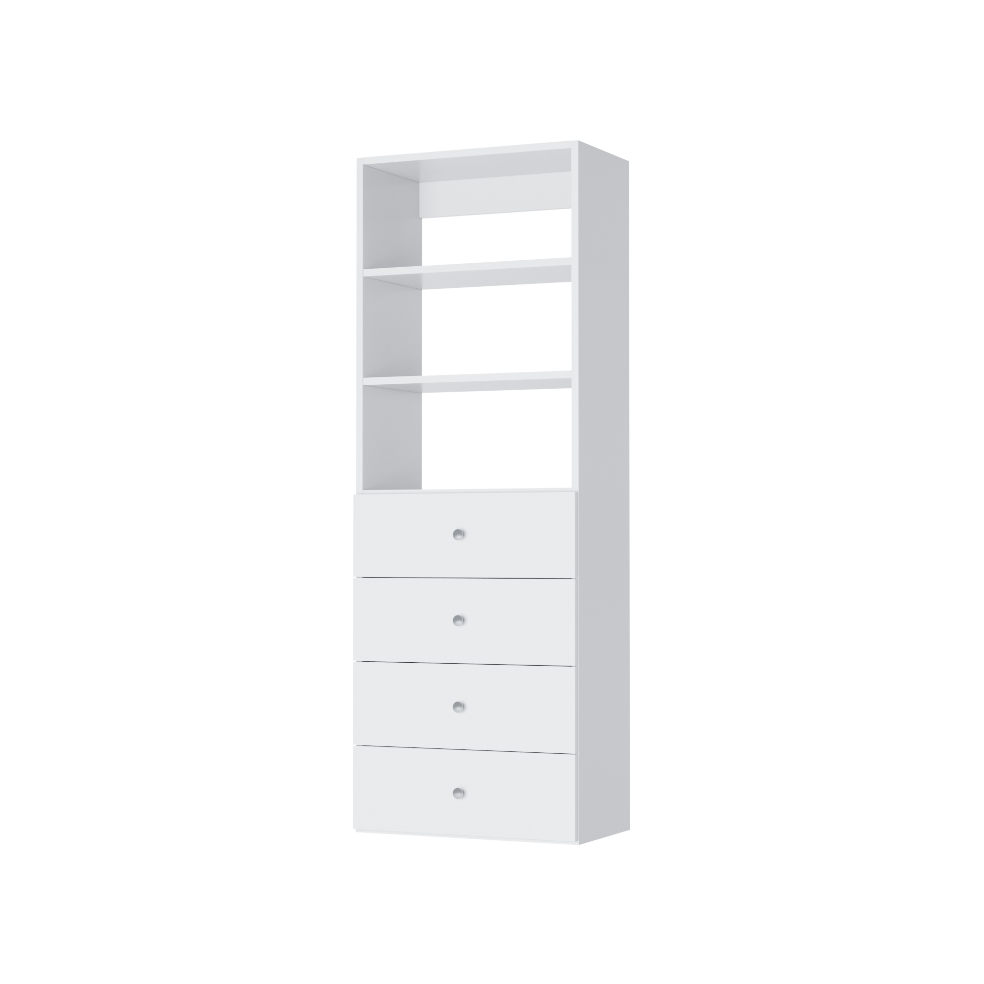 https://www.modularclosets.com/cdn/shop/products/P2257-DG-TowerWith4DrawersSlab-White_Side_R01.png?v=1667241942